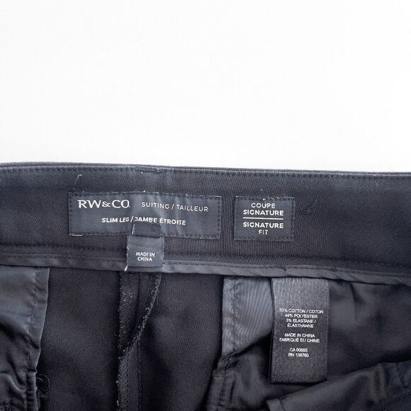 RW & Co. Womens Tailored Pants Slim Leg Signature Fit Career Wear Black Size 10 - Picture 5 of 9